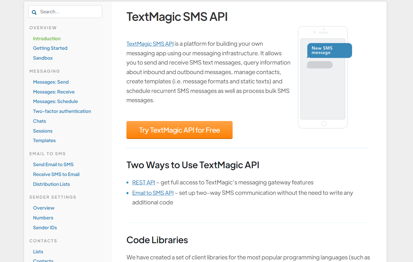 TextMagic SMS API documentation