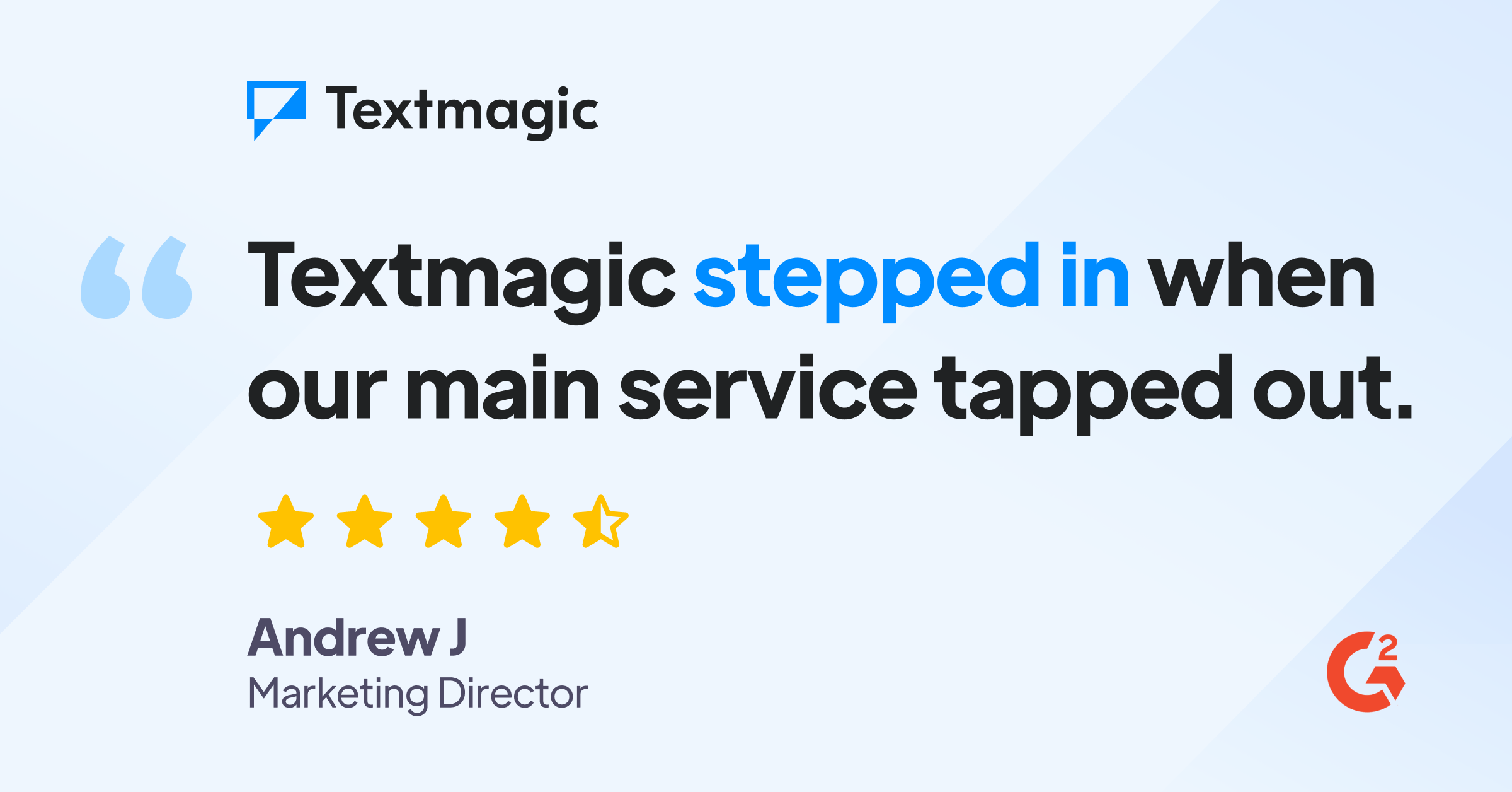 Textmagic customer testimonial social media post