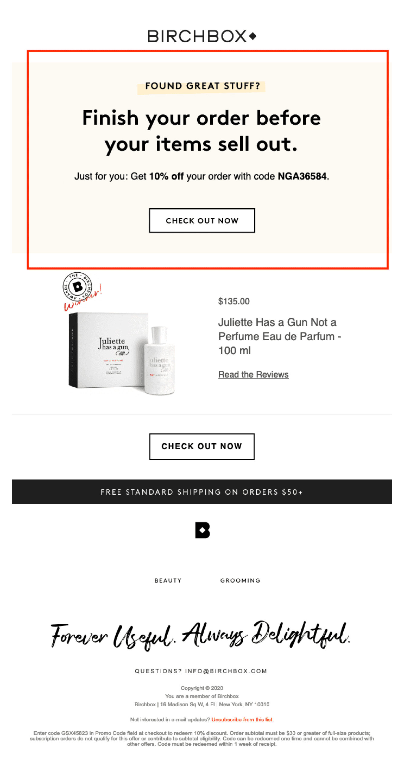 Birchbox email marketing example