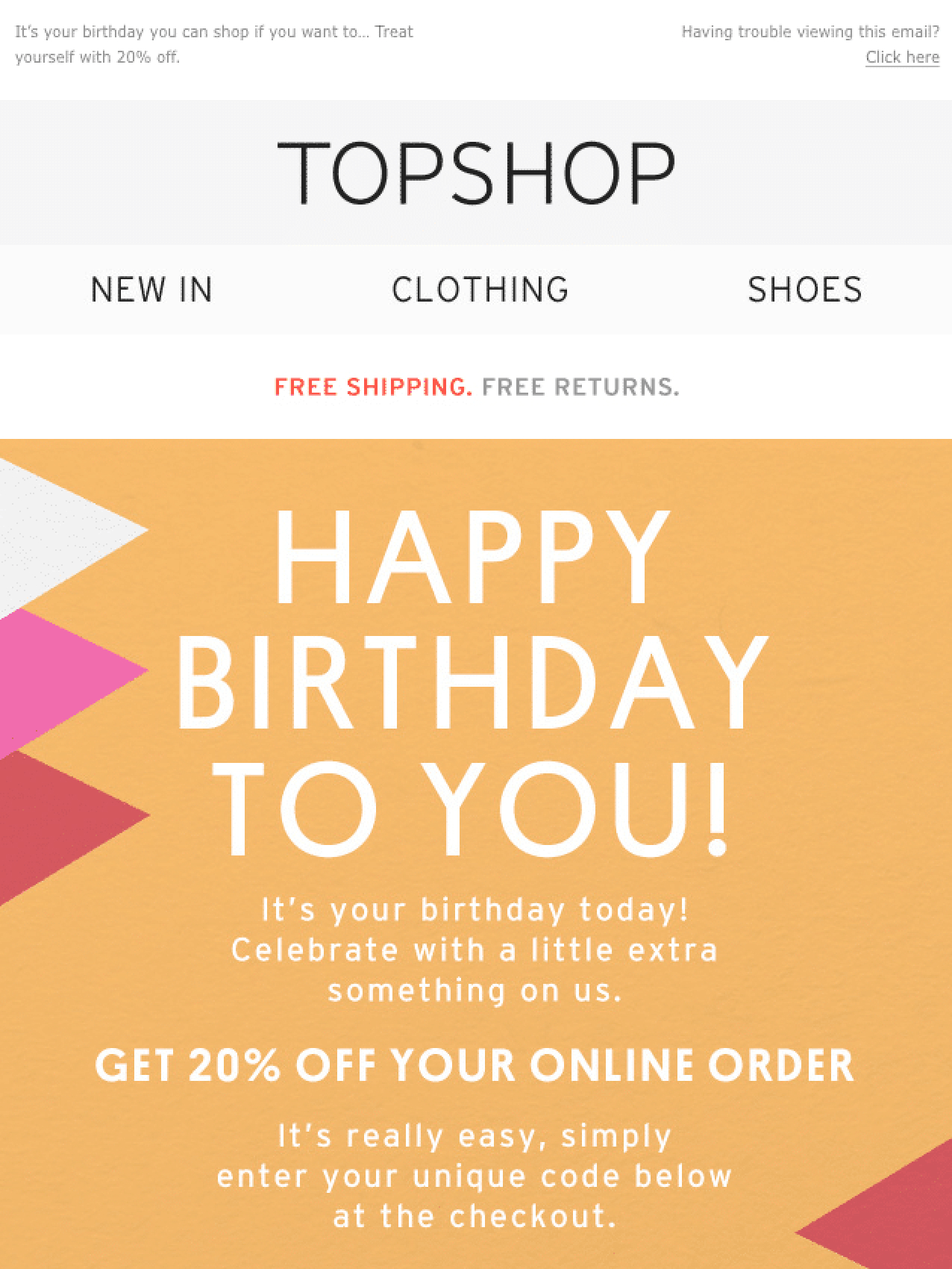 Topshop email marketing example