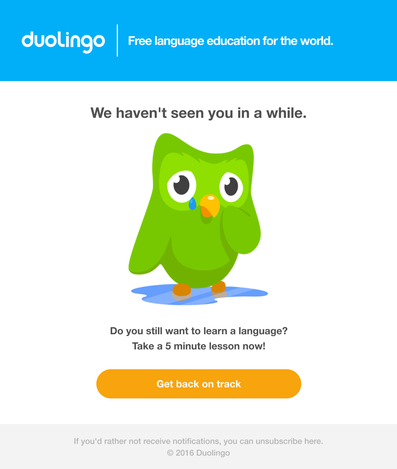 Duolingo email marketing example