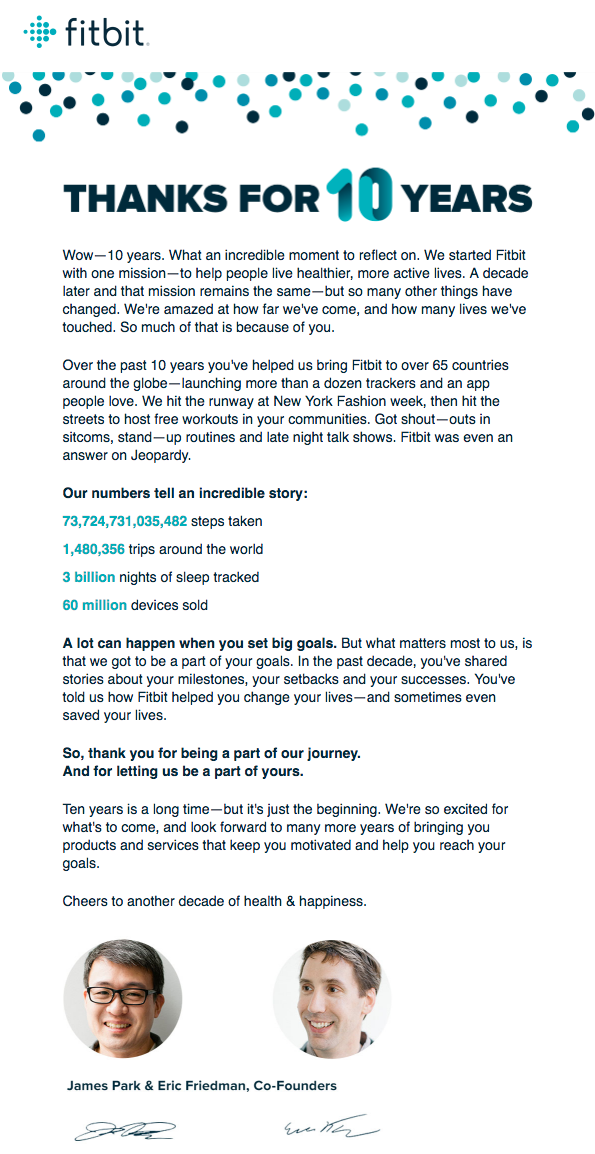 Fitbit business email example