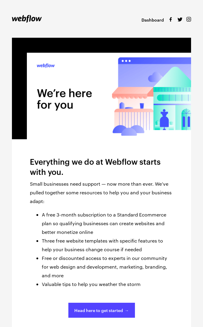 Webflow business email example