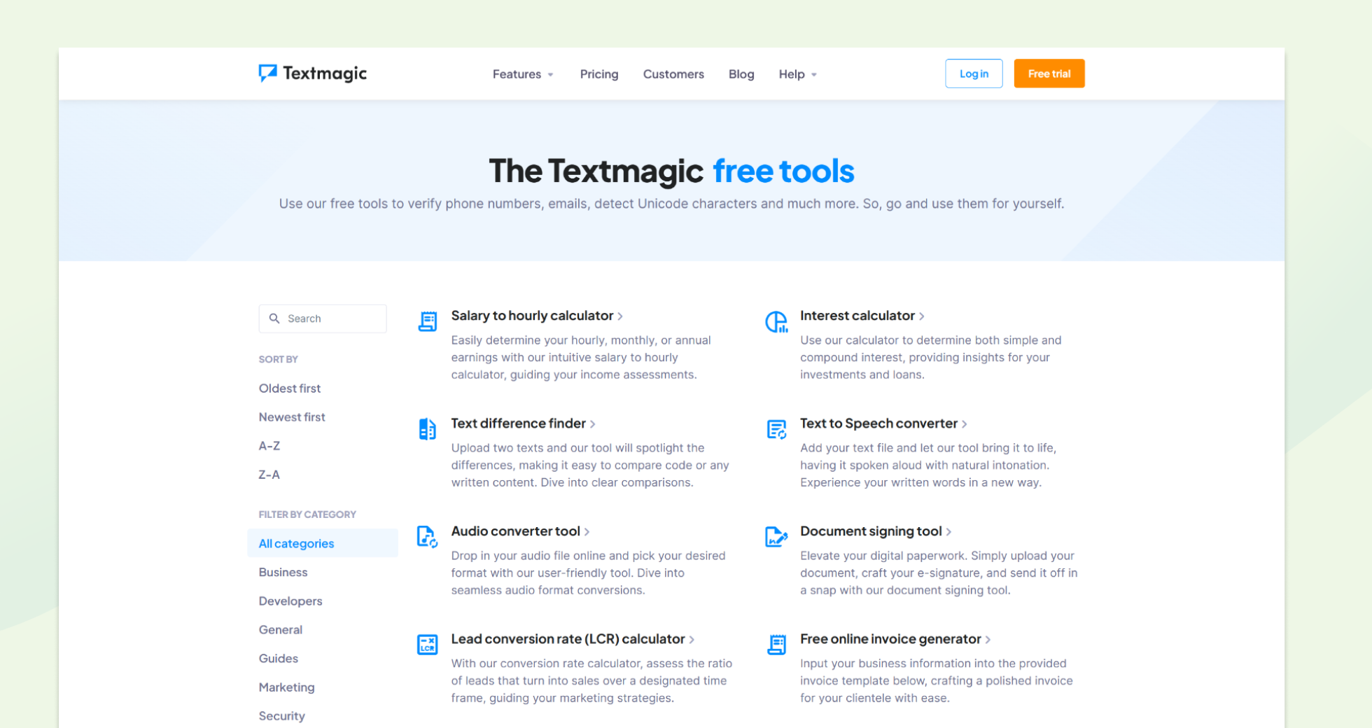 Textmagic free tools