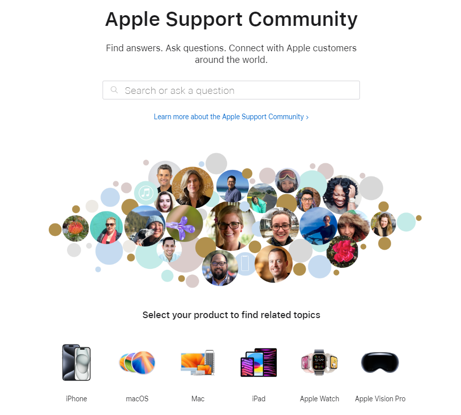 Apple self-service community