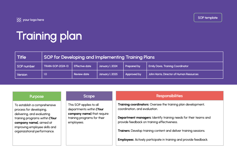 Training SOP template