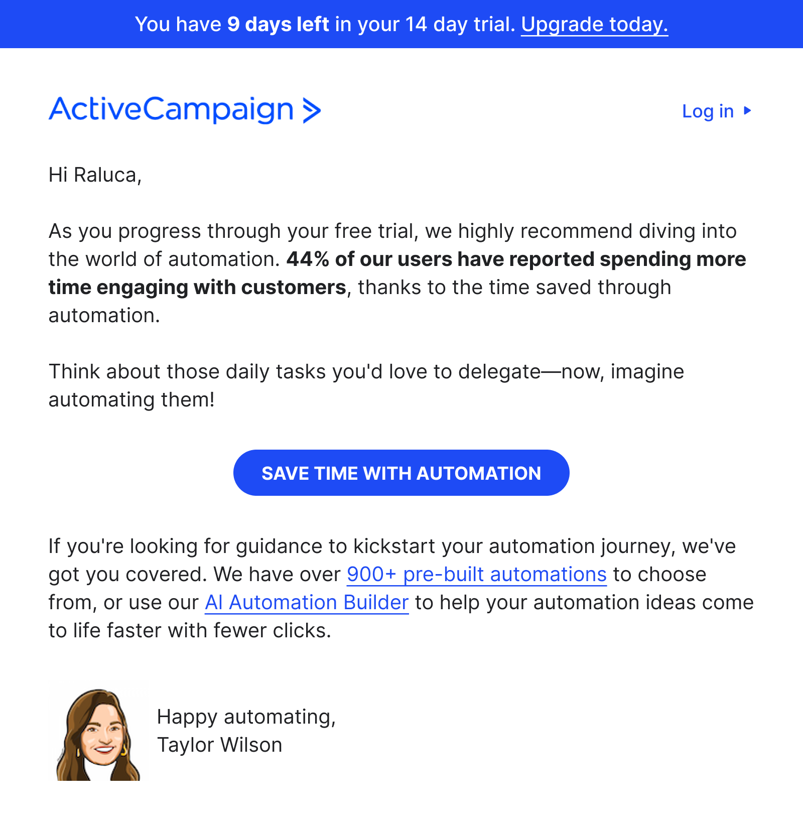 ActiveCampaign reminder email