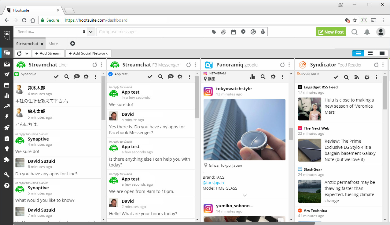 Hootsuite dashboard