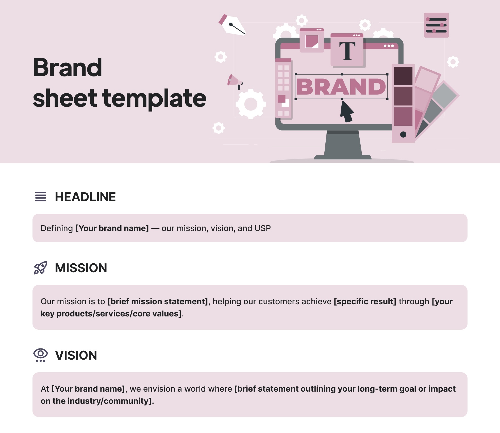 Brand sheet template