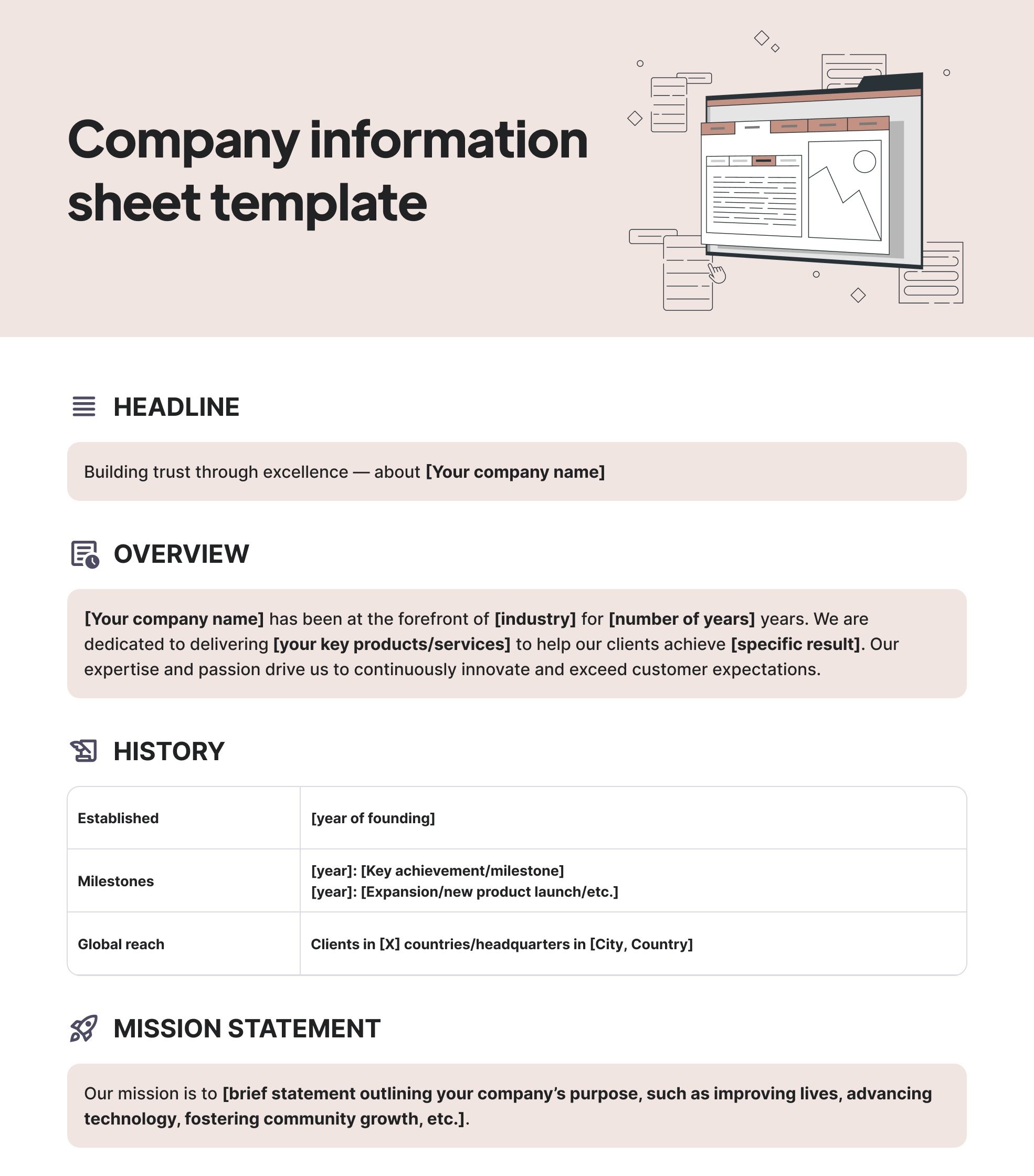 Company information sheet template