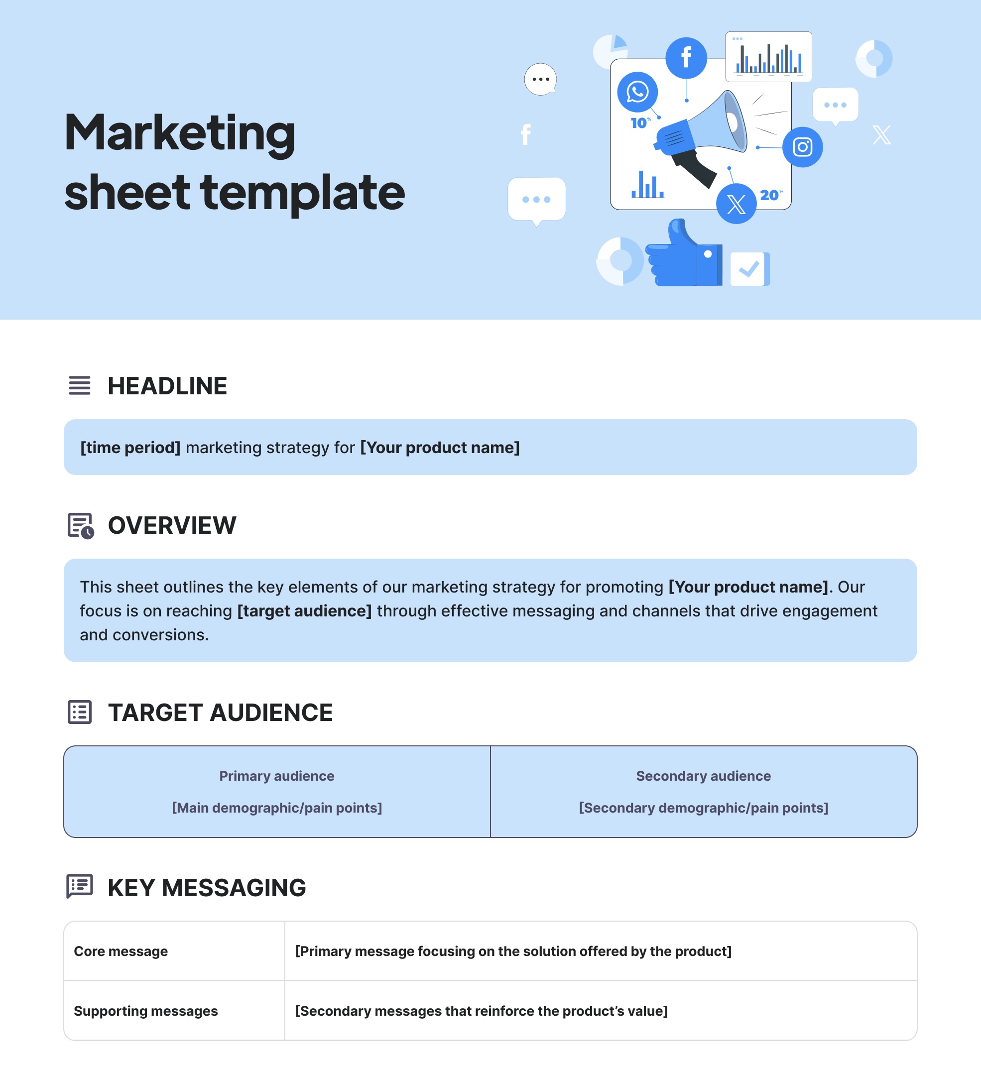 Marketing sheet template