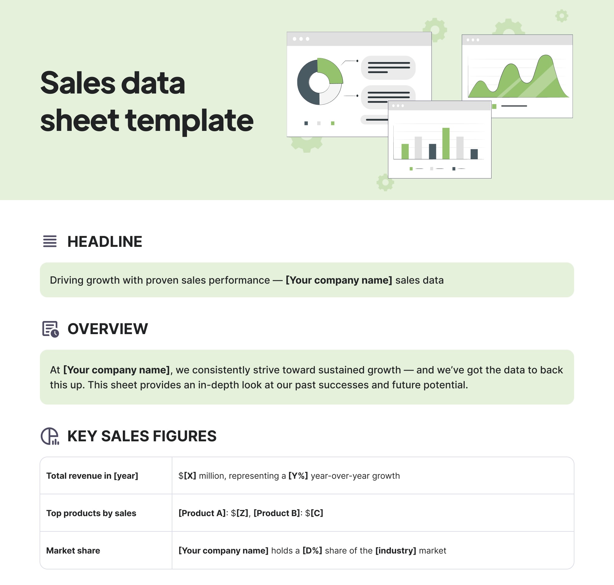 Sales data sheet template